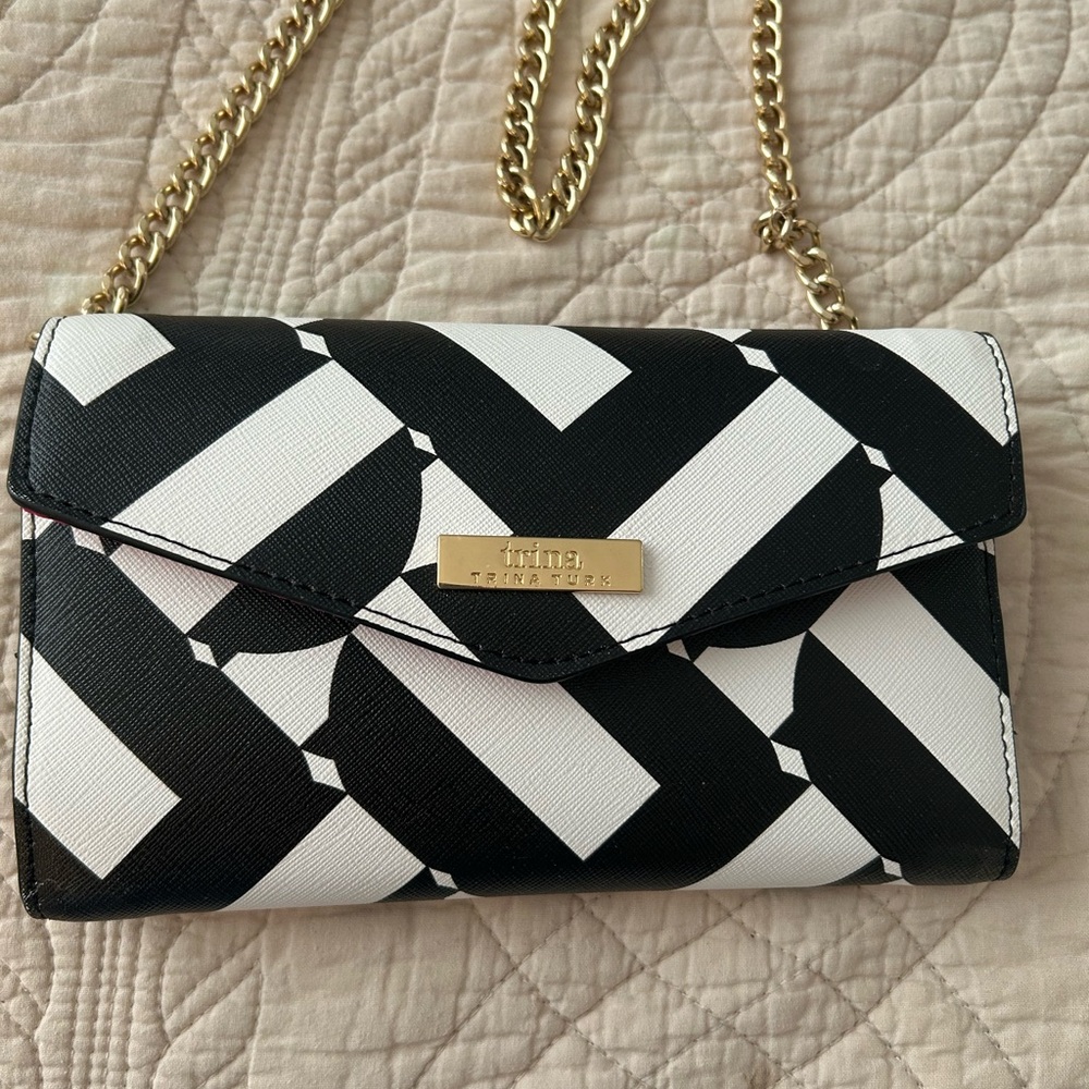 Trina Turk Geometric Black and White Crossbody Bag